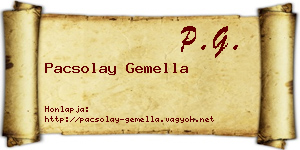 Pacsolay Gemella névjegykártya